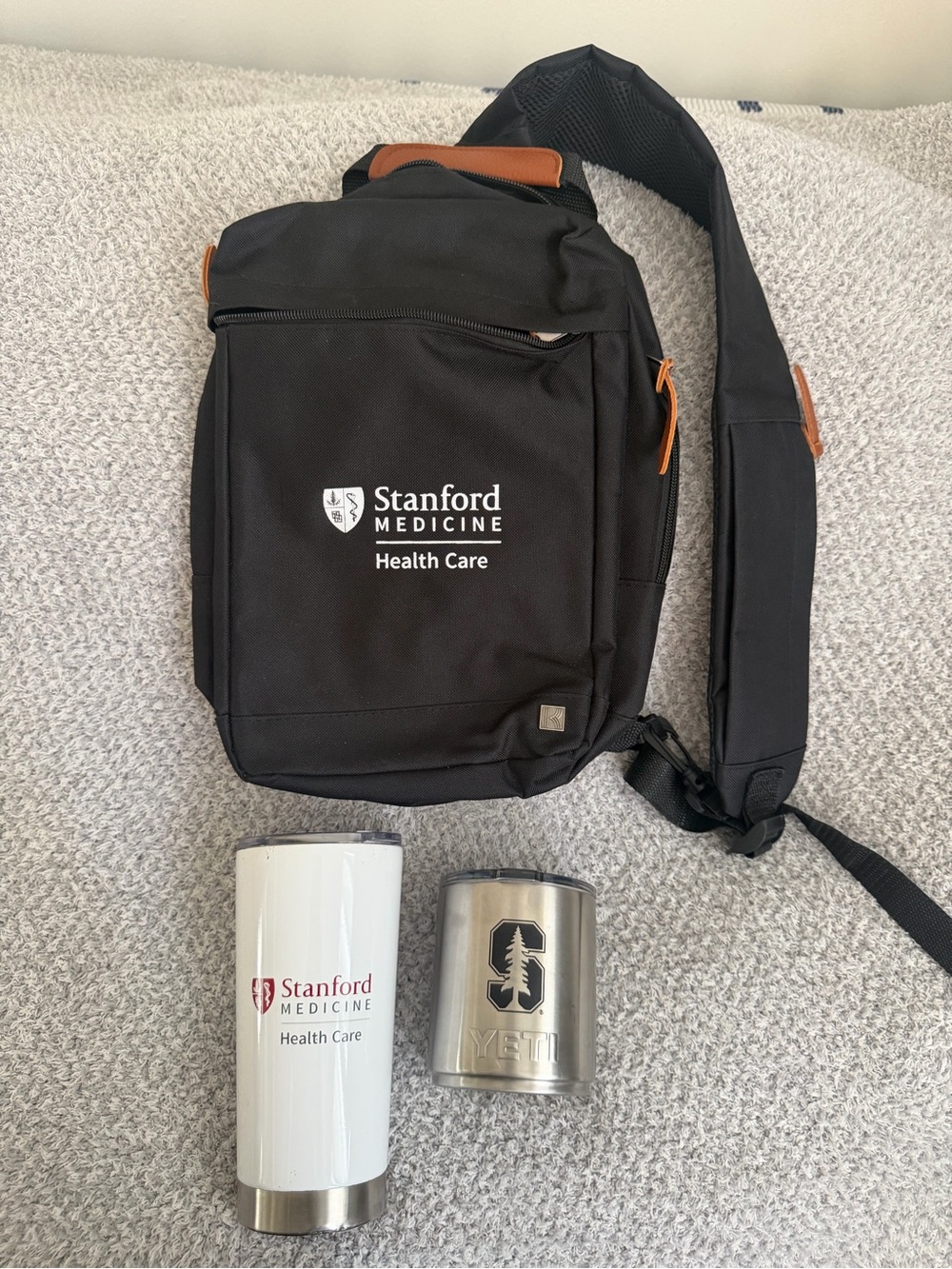 Stanford Medicine Black Sling Crossbody Bag with Padded Strap